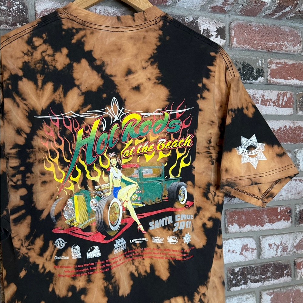 2011 14th Annual Hot Rods At The Beach Santa Cruz CA, Custom bleach spiral Tee